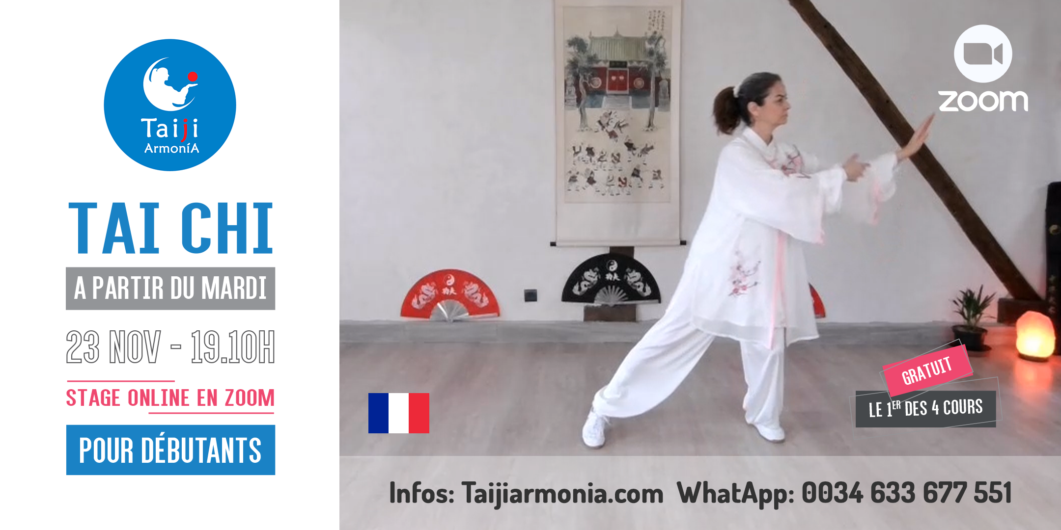 Stage de Tai Chi style Yang, apprenez la forme 8 en 4 cours une fois par semaine